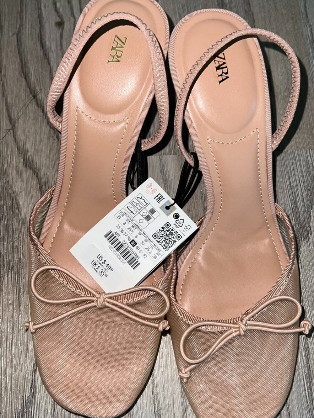 Zara Nude Color Mesh Slingback High Heels Elegant Pump Shoes